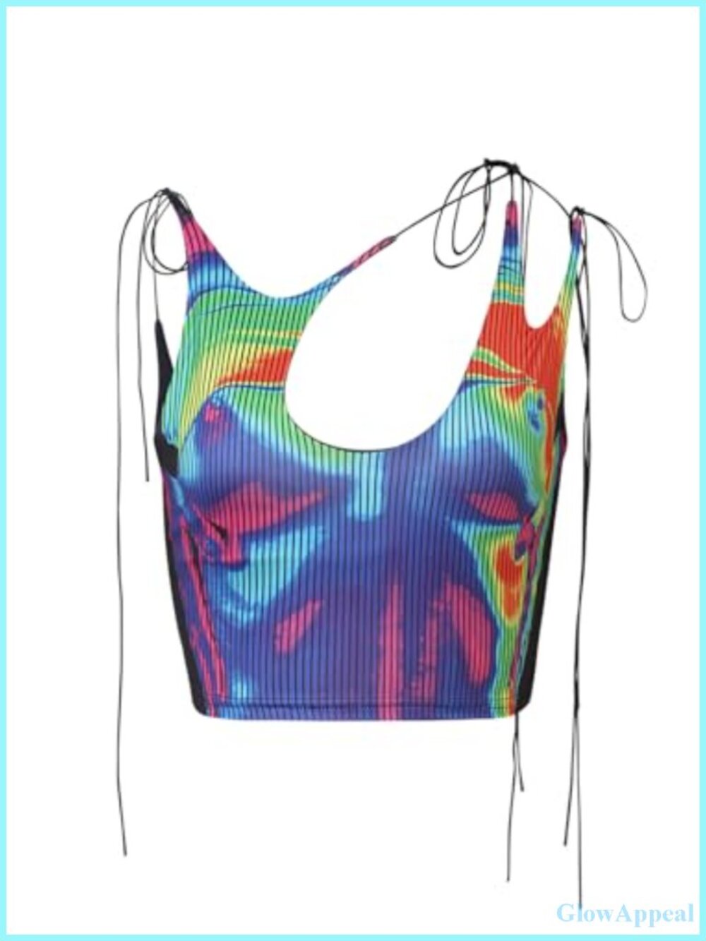 Y2K Halter Sleeveless 3D Body Print Summer Crop Tank Top Rave Party Club Top